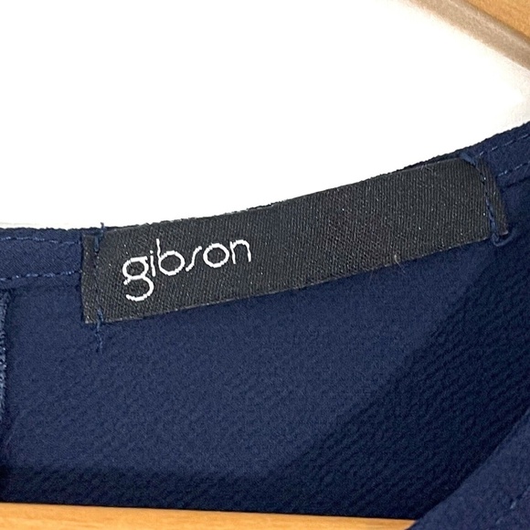 Gibson Women’s Size X-Small Solid Navy Blue Cold Shoulder Tunic Tie Sleeve Top - Picture 6 of 12